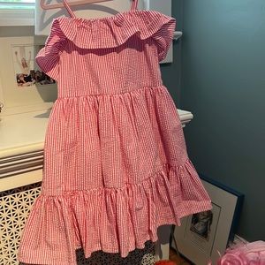 POLO Ralph Lauren Size 4 Pink/White seersucker Spring/Summer dress with ruffle